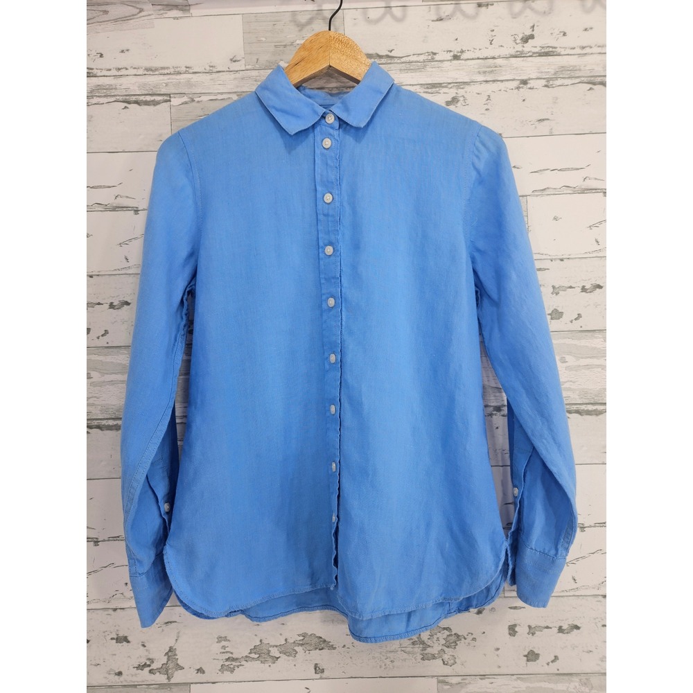 J.Crew Baird McNutt Irish Linen Wren Slim Fit Shirt Blue Size 2 Long Sleeve